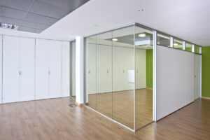 Solid Wall with Framed Glass Top Story Transom